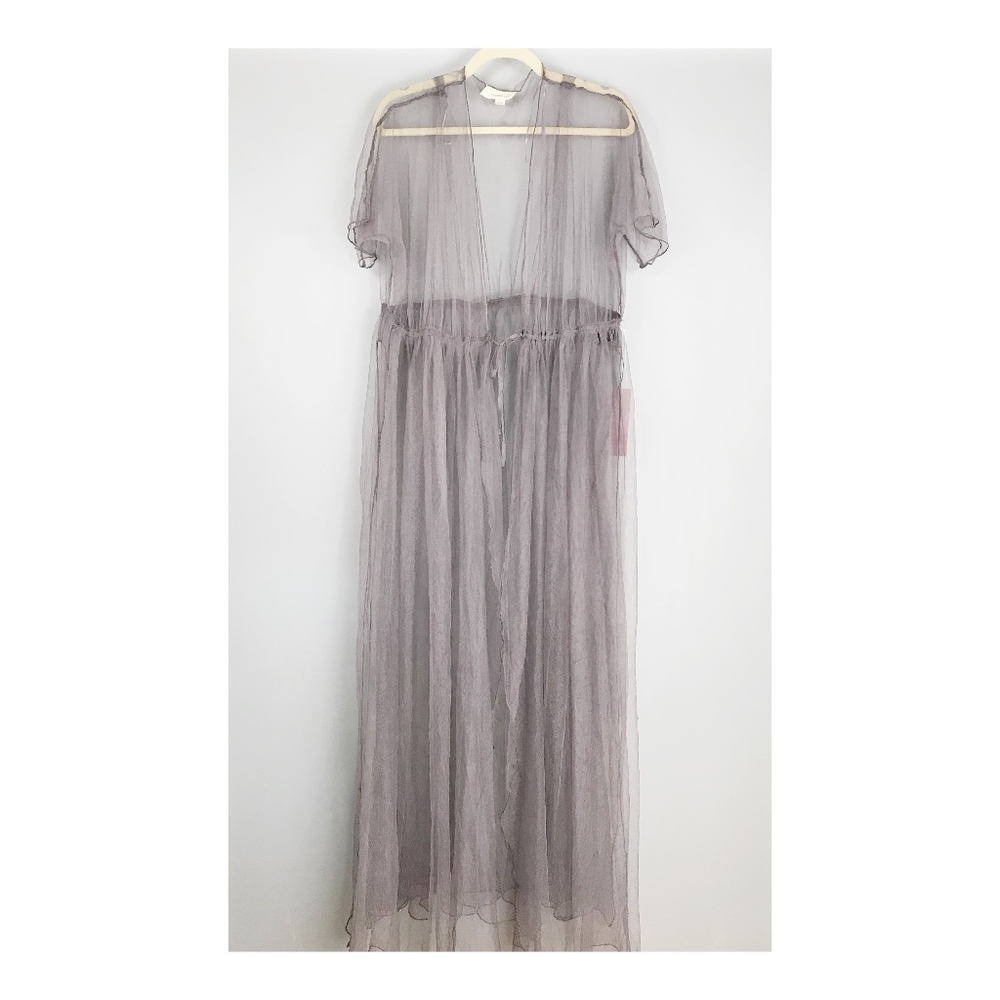 ONETHELAND Sheer Boudoir Maxi Robe Large Sexy Vintage Style Pin Up Lavender
